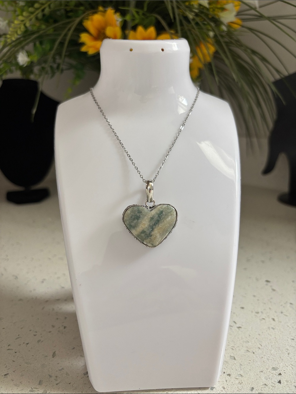Tree Agate Gemstone Ethnic Heart Pendant Necklace